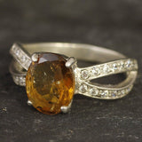Solitaire Tourmaline Ring, Natural Tourmaline Ring, October Birthstone Ring, Silver Orange Ring, Antique Ring, Silver Ring, Rare By Adina