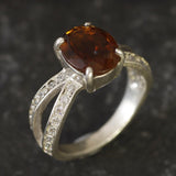 Solitaire Tourmaline Ring, Natural Tourmaline Ring, October Birthstone Ring, Silver Orange Ring, Antique Ring, Silver Ring, Rare By Adina