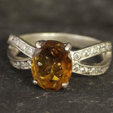 Solitaire Tourmaline Ring, Natural Tourmaline Ring, October Birthstone Ring, Silver Orange Ring, Antique Ring, Silver Ring, Rare By Adina