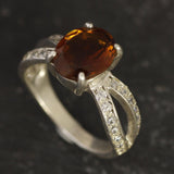 Solitaire Tourmaline Ring, Natural Tourmaline Ring, October Birthstone Ring, Silver Orange Ring, Antique Ring, Silver Ring, Rare By Adina