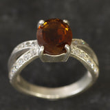 Solitaire Tourmaline Ring, Natural Tourmaline Ring, October Birthstone Ring, Silver Orange Ring, Antique Ring, Silver Ring, Rare By Adina