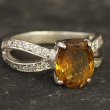 Solitaire Tourmaline Ring, Natural Tourmaline Ring, October Birthstone Ring, Silver Orange Ring, Antique Ring, Silver Ring, Rare By Adina
