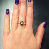 Green Flower Ring - Rose Peridot Ring - Vintage Rose Ring