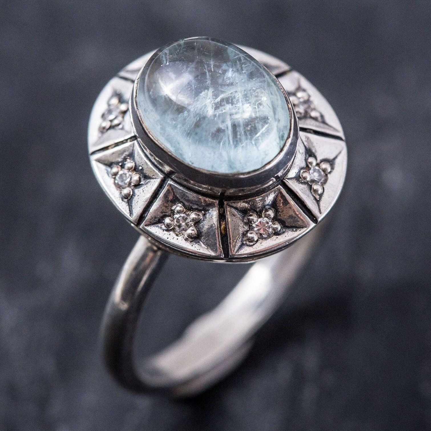 Bohemian Ring, Blue Tourmaline Ring, Natural Tourmaline, Vintage Ring, October Birthstone, Unique Design Ring, Solid Silver Ring, Tourmaline