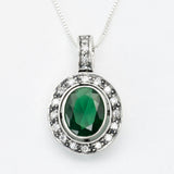 Emerald Pendant, Created Emerald, Antique Pendant, Green Diamond Pendant, Unique Pendant, Solid Silver Pendant, Green Pendant, Emerald