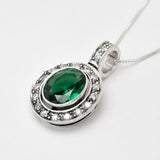 Emerald Pendant, Created Emerald, Antique Pendant, Green Diamond Pendant, Unique Pendant, Solid Silver Pendant, Green Pendant, Emerald