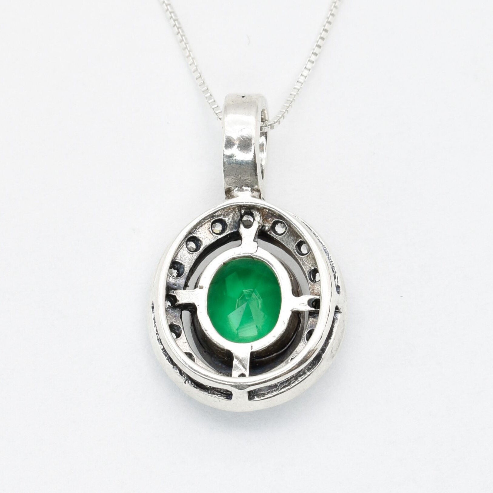 Emerald Pendant, Created Emerald, Antique Pendant, Green Diamond Pendant, Unique Pendant, Solid Silver Pendant, Green Pendant, Emerald