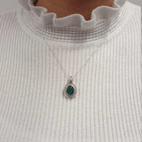 Emerald Pendant, Created Emerald, Antique Pendant, Green Diamond Pendant, Unique Pendant, Solid Silver Pendant, Green Pendant, Emerald(1)