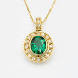Created Emerald Pendant made in 18k Gold Vermeil with Oval Created Green Emerald in Bezel setting, May Birthstone gift idea, symbolizes, ideal for everyday wear and perfect for birthday gifting and special occasions.