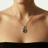 Rose Gold Vermeil Emerald Pendant featuring oval Created Green Emerald, perfect May birthday gift and elegant everyday jewelry.