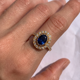 Sapphire Ring in 18k Gold Vermeil with Baguette Blue Sapphire, September birthstone, perfect for gifts and special occasions.