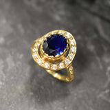 Victorian Sapphire Gold Ring, Oval Sapphire Ring, September Birthstone Ring