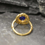 Victorian Sapphire Gold Ring, Oval Sapphire Ring, September Birthstone Ring