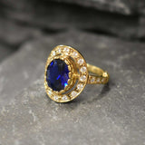 Elegant Sapphire Ring in 18k Gold Vermeil, featuring Baguette Blue Sapphire. A meaningful gift for September birthdays.