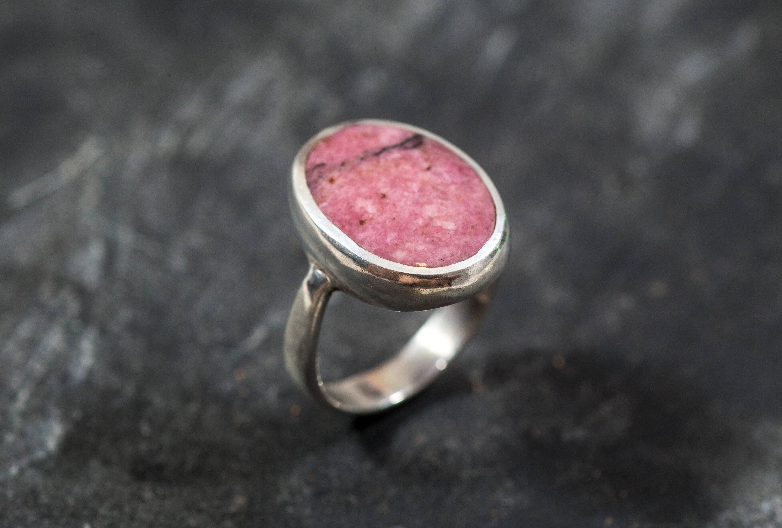 Rhodochrosite Ring, February Birthstone, Vintage Rings, Rhodochrosite, Argentina Ring, Natural Stone, Large Rhodochrosite, Solid Silver Ring