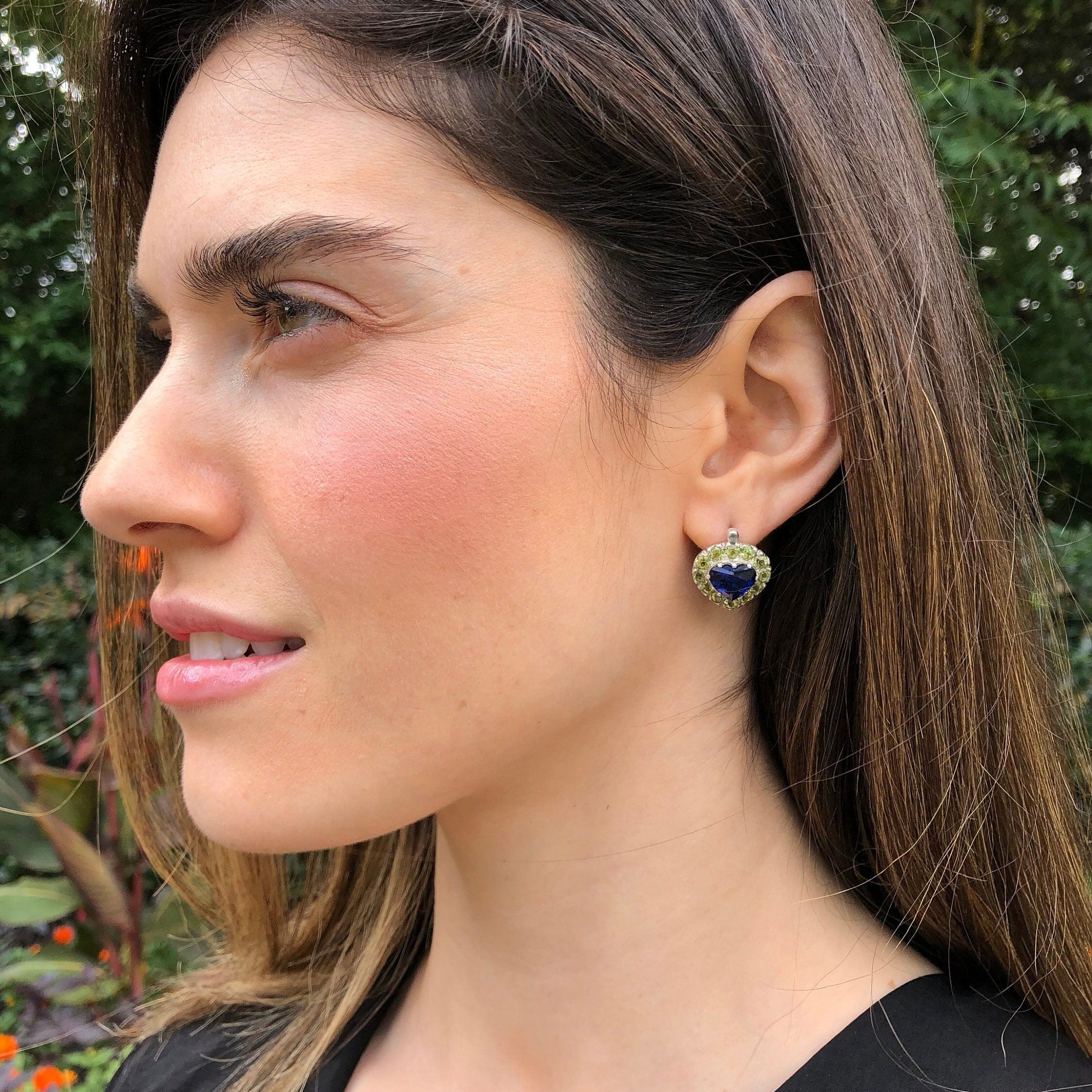 Sapphire Halo Earrings in 925 Sterling Silver, perfect September birthstone gift for sincerity and faithfulness.