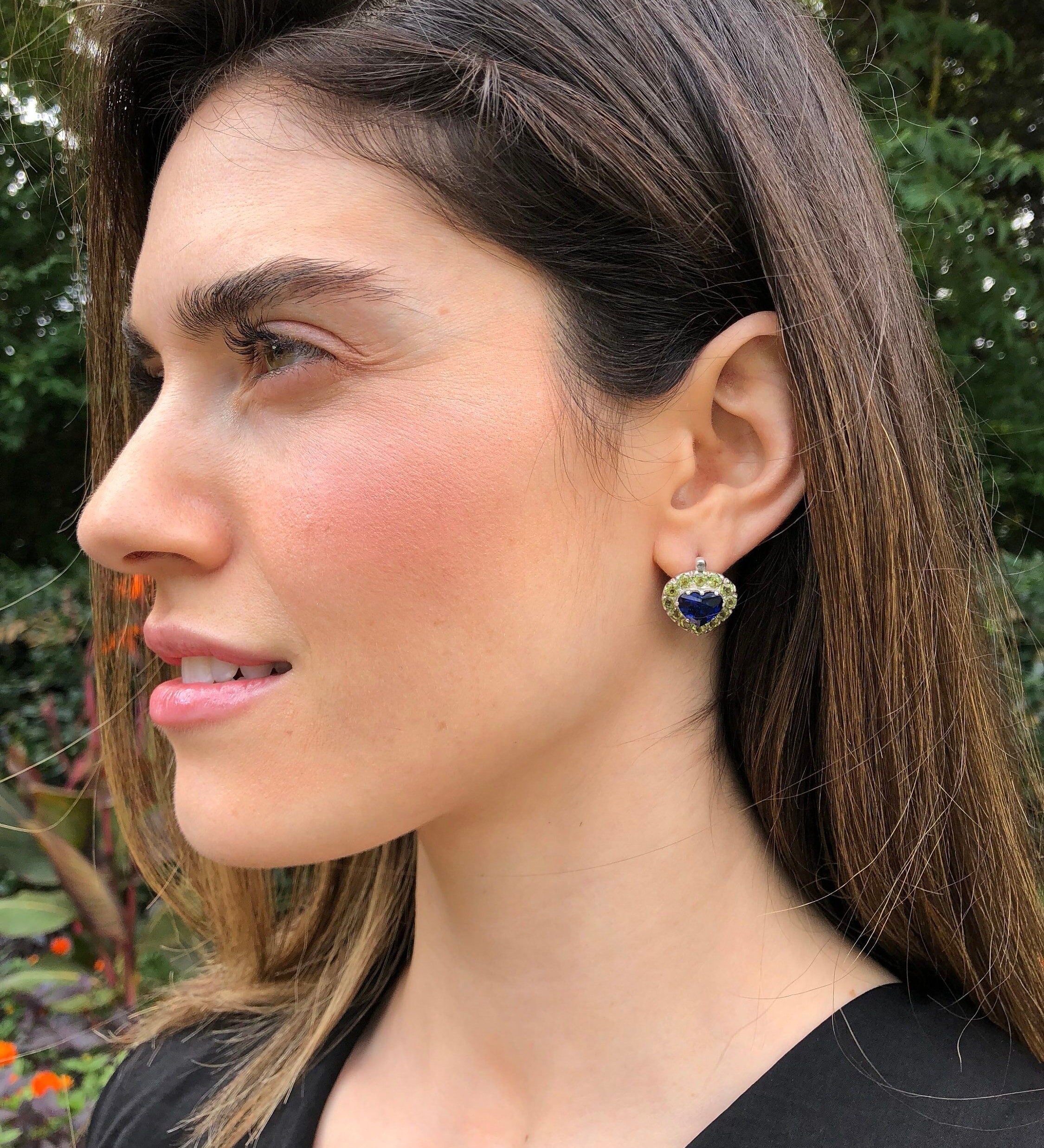 Sapphire Halo Earrings in 925 Sterling Silver, perfect September birthstone gift for sincerity and faithfulness.