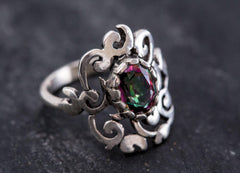 Artistic Topaz Ring, Mystic Topaz, Natural Topaz, Vintage Rings, December Birthstone, Solid Silver Ring, Purple Ring, December Ring, Topaz