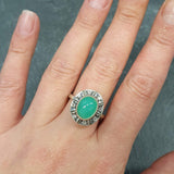 Genuine Chrysoprase Ring - Green Statement Ring - Vintage Oval Ring