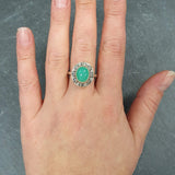 Genuine Chrysoprase Ring - Green Statement Ring - Vintage Oval Ring