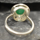 Genuine Chrysoprase Ring - Green Statement Ring - Vintage Oval Ring