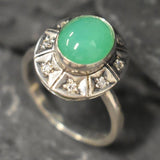 Genuine Chrysoprase Ring - Green Statement Ring - Vintage Oval Ring