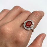 Red Agate Ring - Carnelian Ring - Vintage Cocktail Ring