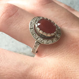 Red Agate Ring - Carnelian Ring - Vintage Cocktail Ring