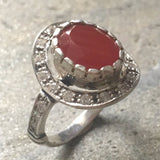 Red Agate Ring - Carnelian Ring - Vintage Cocktail Ring