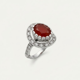 Red Agate Ring - Carnelian Ring - Vintage Cocktail Ring