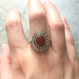 Red Agate Ring - Carnelian Ring - Vintage Cocktail Ring