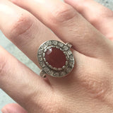 Red Agate Ring - Carnelian Ring - Vintage Cocktail Ring