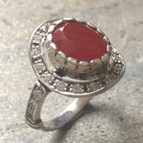 Red Agate Ring - Carnelian Ring - Vintage Cocktail Ring