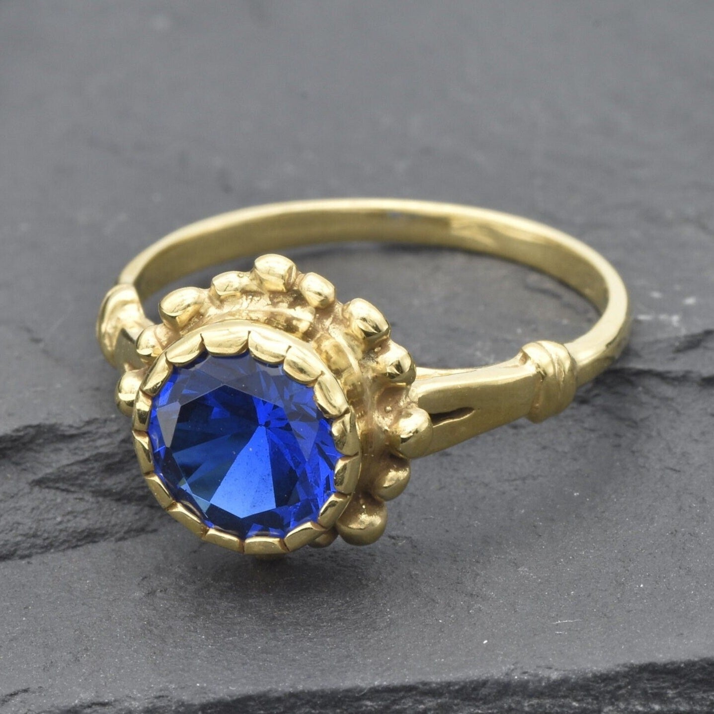 Sapphire Ring, Blue Sapphire Ring, Created Sapphire, Vintage Sapphire Ring, 3 Carats, Vintage Rings, Pure Silver, Solid Silver, Blue Ring(1)