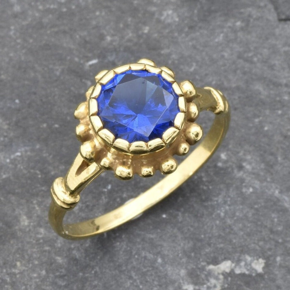 Sapphire Ring, Blue Sapphire Ring, Created Sapphire, Vintage Sapphire Ring, 3 Carats, Vintage Rings, Pure Silver, Solid Silver, Blue Ring(1)