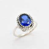 Created Sapphire Ring made in 925 Sterling Silver with Heart Created Blue Sapphire in Solitaire setting, September Birthstone gift idea, symbolizes sincerity, truth, and faithfulness, ideal for everyday wear and perfect for birthday gifting and special occasions.