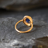 Sapphire Vintage Gold Ring - Solitaire Ring, Blue Gemstone Ring, September Birthstone Ring