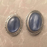 Large Blue Earrings - Natural Kyanite Earrings - Vintage Heavy Earrings