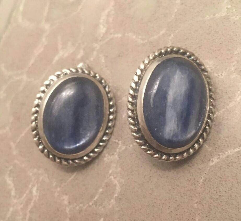 Kyanite Earrings, African Kyanite, Natural Kyanite, Heavy Earrings, Vintage Earrings, Blue Kyanite, Blue Stone Earrings, Big Earrings