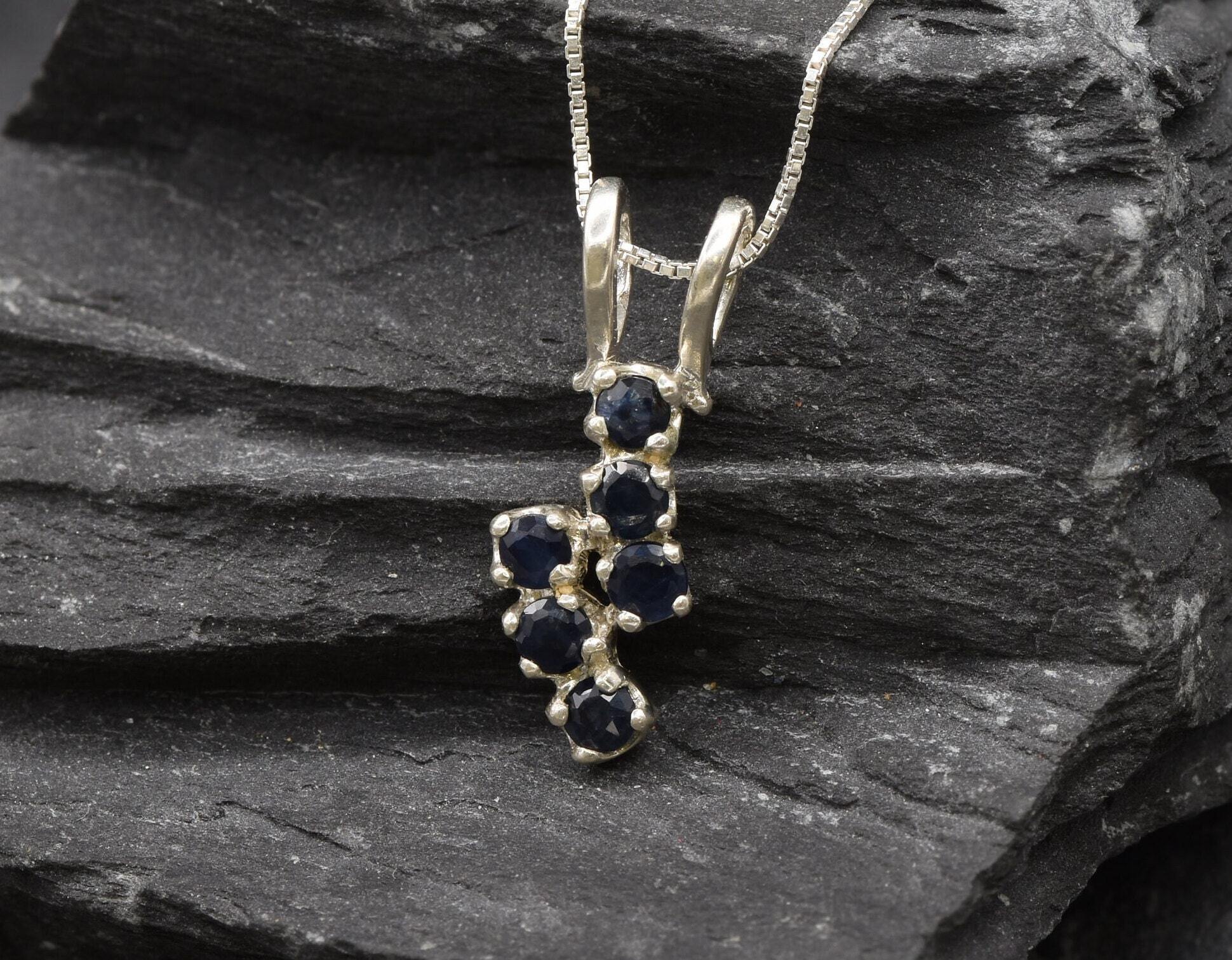 Elegant 925 Sterling Silver pendant featuring a round Natural Blue Sapphire, perfect for September birthdays and special occasions.