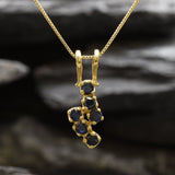 Gold Sapphire Pendant - Natural Sapphire Necklace, Blue Flash Pendant