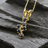 Gold Sapphire Pendant - Natural Sapphire Necklace, Blue Flash Pendant