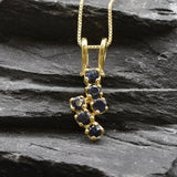 Gold Sapphire Pendant - Natural Sapphire Necklace, Blue Flash Pendant