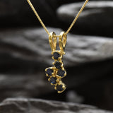 Gold Sapphire Pendant - Natural Sapphire Necklace, Blue Flash Pendant