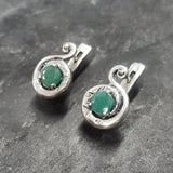 Gold Emerald Earrings - Small Green Earrings, Gold Dainty Earrings