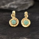 Natural Emerald Earrings made in 18k Gold Vermeil with Round Natural Green Emerald in Prong setting, May Birthstone gift idea, symbolizes growth, harmony, and deep emotional healing, ideal for everyday wear and perfect for birthday gifting and special occasions.