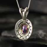 Mystic Topaz Pendant - Purple Vintage Necklace - Oval Topaz Necklace