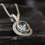 Mystic Topaz Pendant - Purple Vintage Necklace - Oval Topaz Necklace