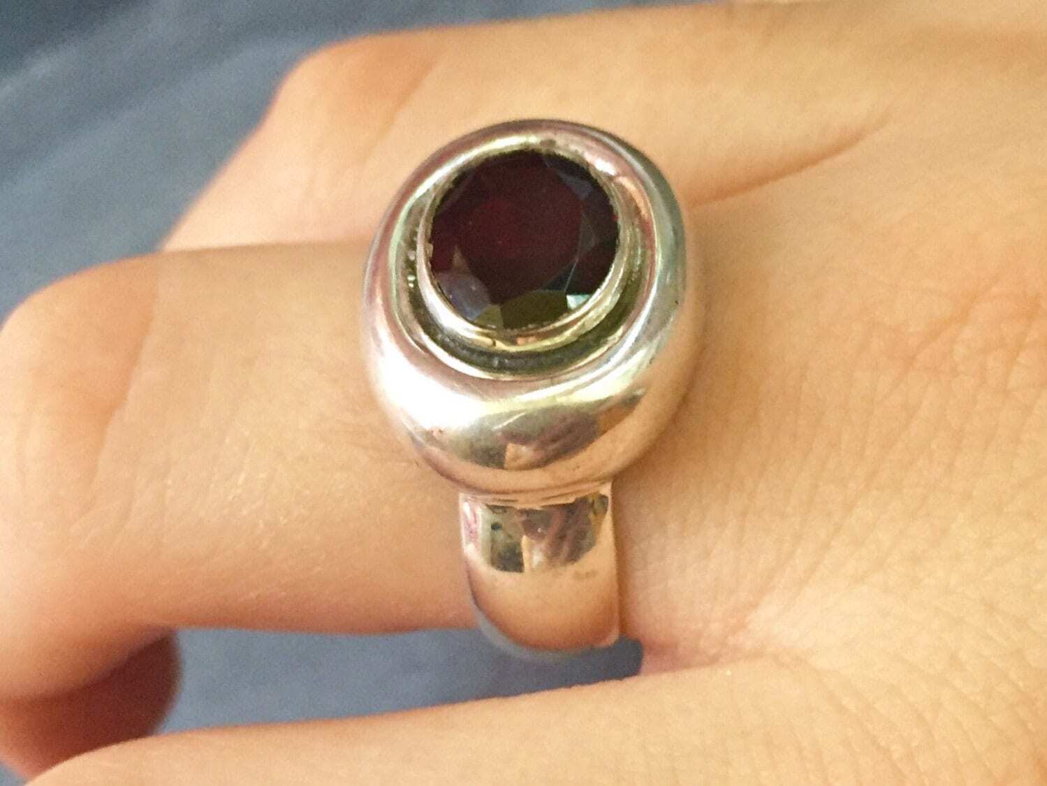 Garnet Ring, January Birthstone, Natural Garnet, January Ring, 2 Carats, Garnet Promise Ring, Diamond Cut, Vintage Rings, Solid Silver Ring