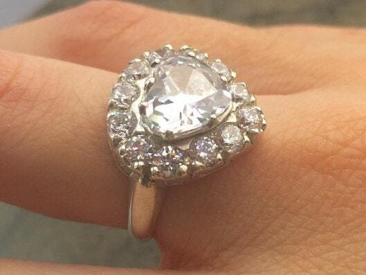 Heart Ring, Blue Topaz Ring, Natural Topaz, Blue Heart Ring, Real Topaz, Large Heart Ring, Love you Ring, December Birthstone, Silver Ring